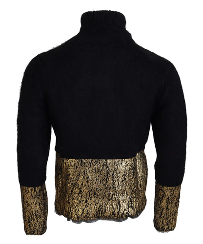 Maglione da uomo pullover in mohair dolcevita oro nero