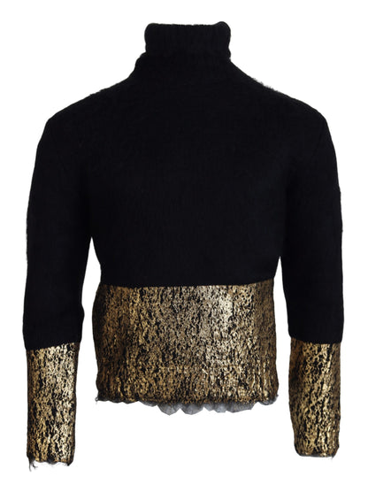 Maglione da uomo pullover in mohair dolcevita oro nero