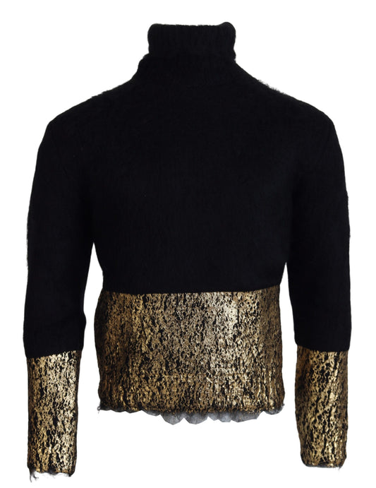 Maglione da uomo pullover in mohair dolcevita oro nero