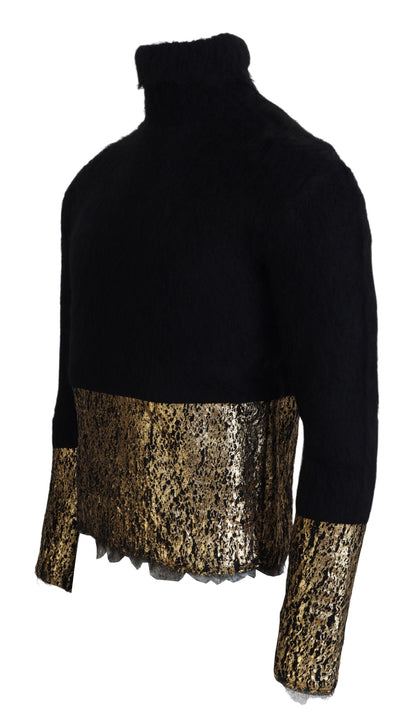 Maglione da uomo pullover in mohair dolcevita oro nero