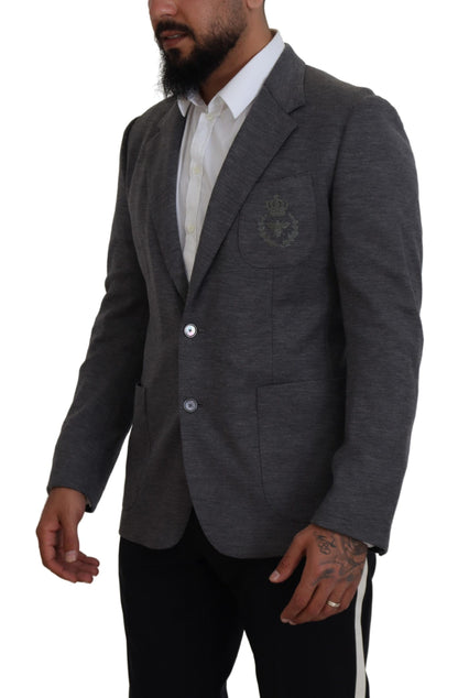 Blazer da giacca slim fit elasticizzato in lana grigia