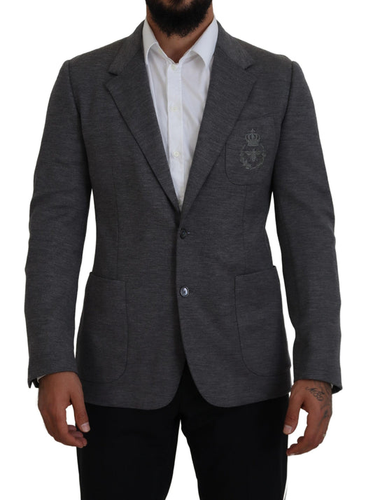 Blazer da giacca slim fit elasticizzato in lana grigia