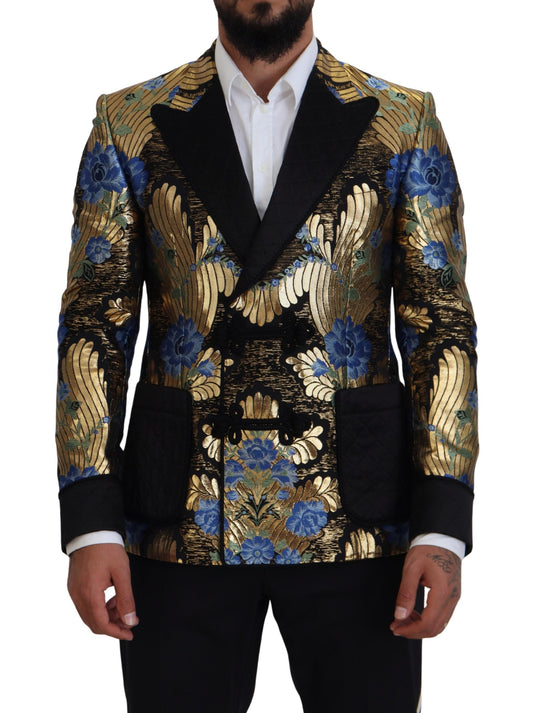 Giacca blazer doppiopetto in lurex oro