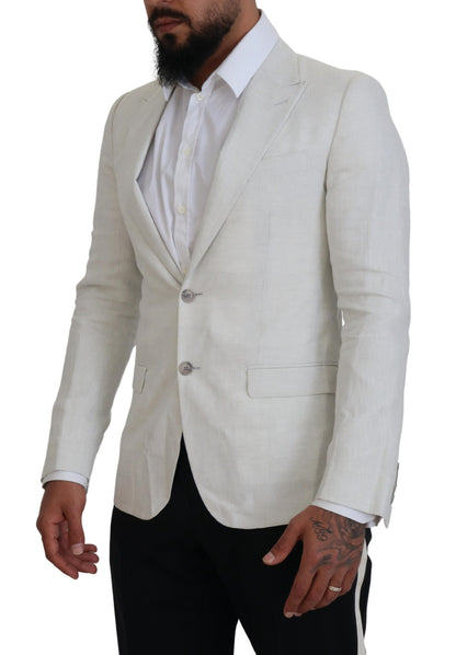 Eleganter weißer einreihiger Sicilia-Blazer