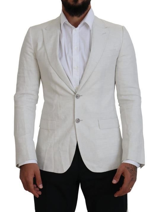 Blazer da giacca slim fit in lino bianco