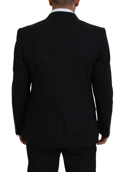 Blazer da giacca slim fit elasticizzato in lana nera