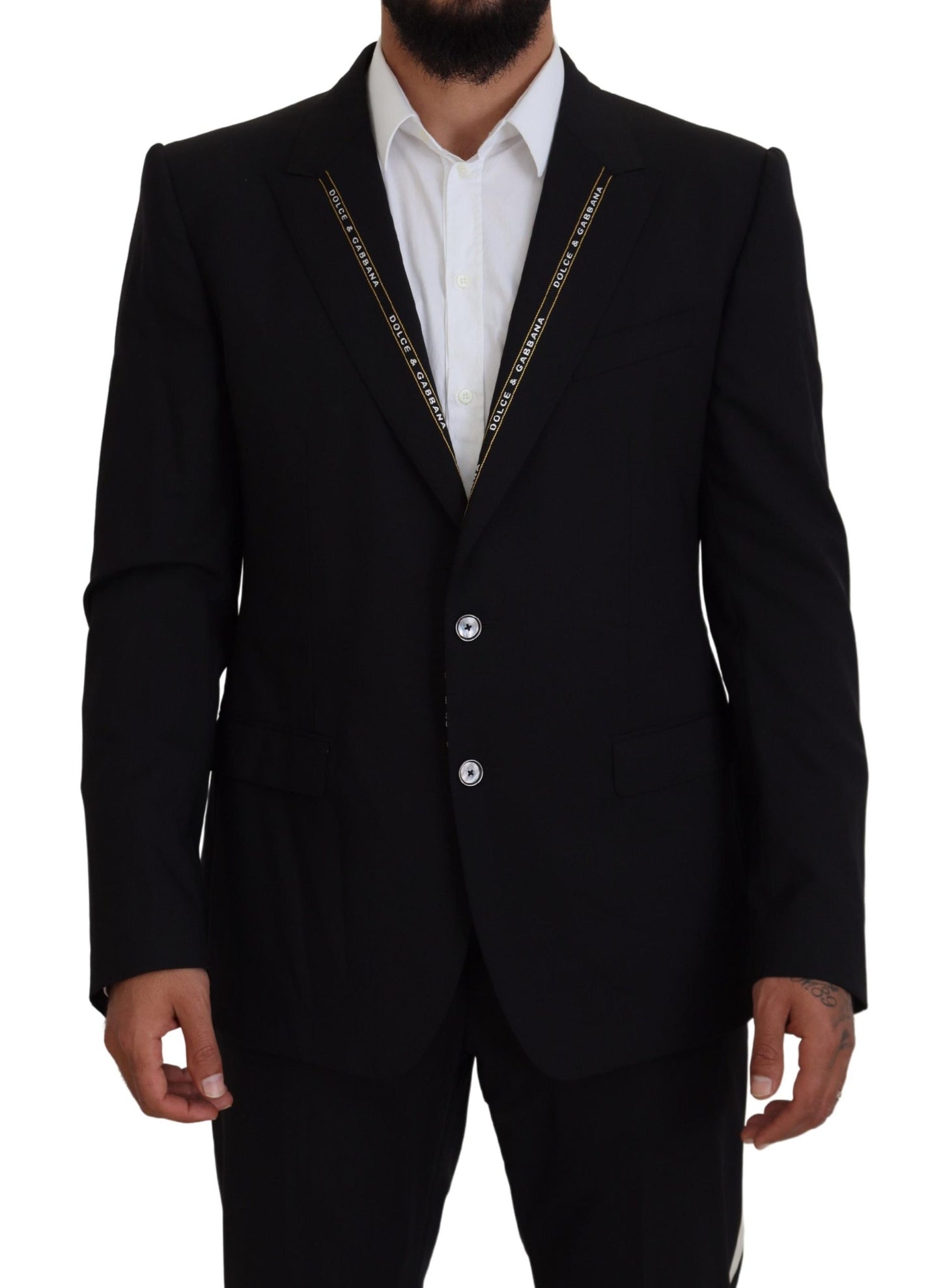 Blazer da giacca slim fit elasticizzato in lana nera