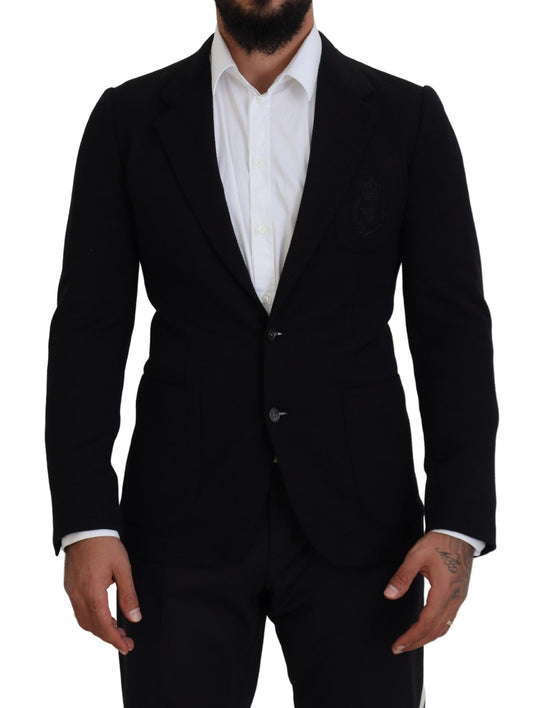 Blazer da giacca slim fit con corona di lana nera