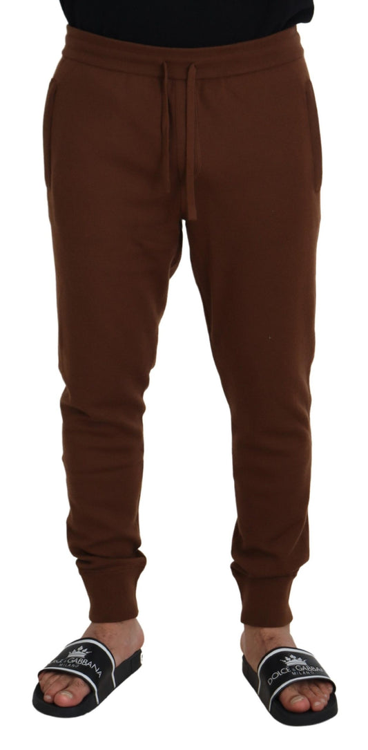 Pantaloni jogger con coulisse da uomo in cashmere marrone