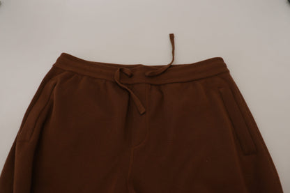 Pantaloni jogger con coulisse da uomo in cashmere marrone