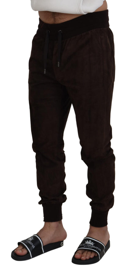 Pantaloni jogger con coulisse da uomo marroni solidi