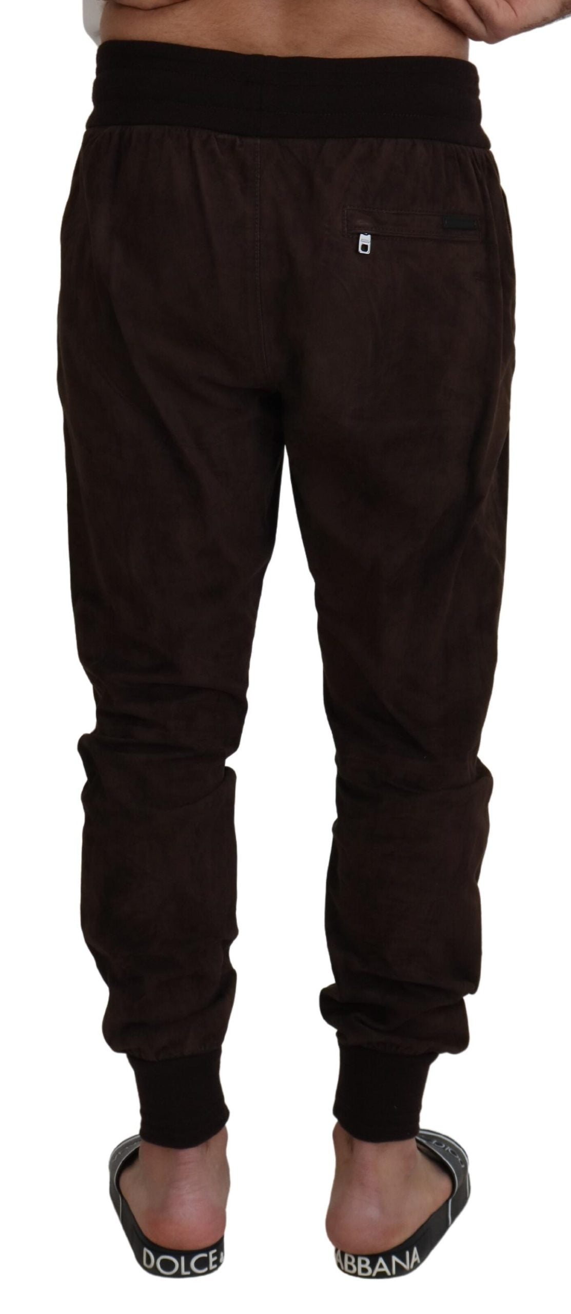 Pantaloni jogger con coulisse da uomo marroni solidi