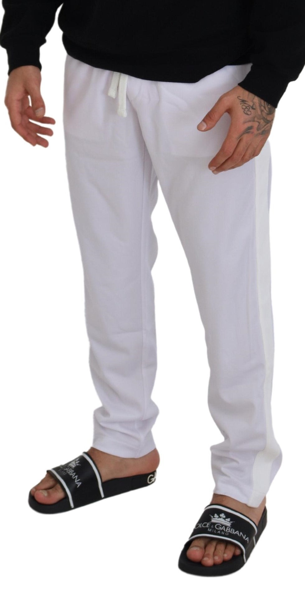 Pantaloni jogger con logo corona in poliestere bianco