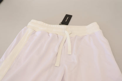 Pantaloni jogger con logo corona in poliestere bianco