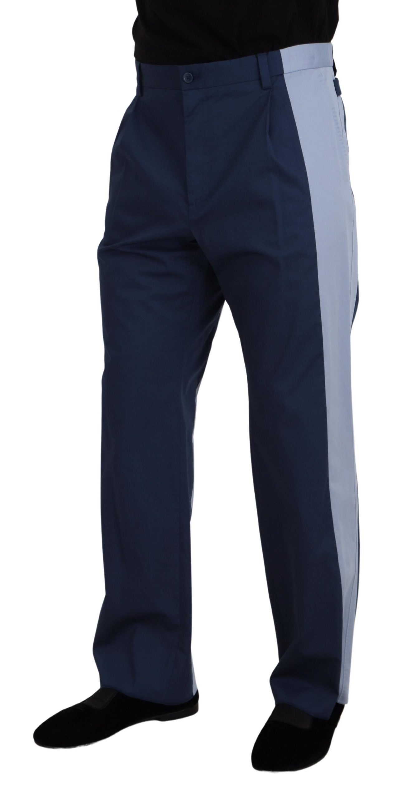 Pantaloni dritti in cotone blu