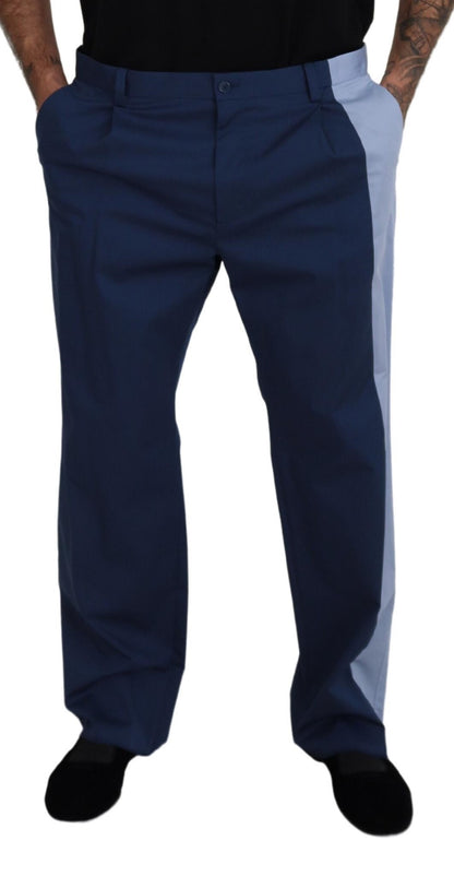 Pantaloni dritti in cotone blu