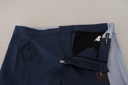 Pantaloni dritti in cotone blu