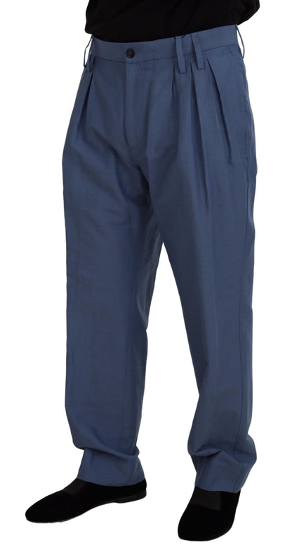 Pantaloni formali da uomo chino in lino blu