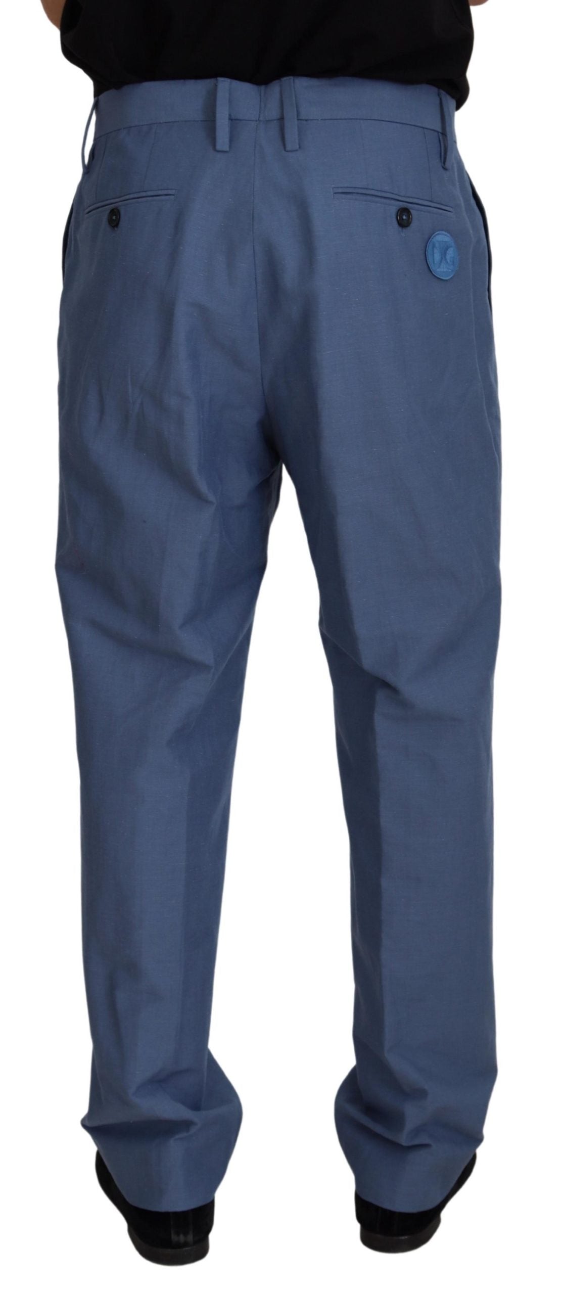 Pantaloni formali da uomo chino in lino blu