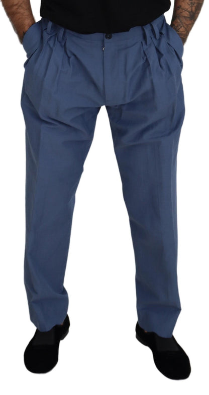 Pantaloni formali da uomo chino in lino blu