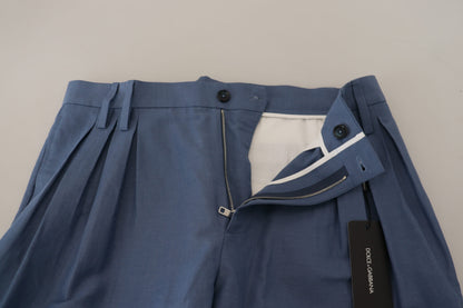 Pantaloni formali da uomo chino in lino blu