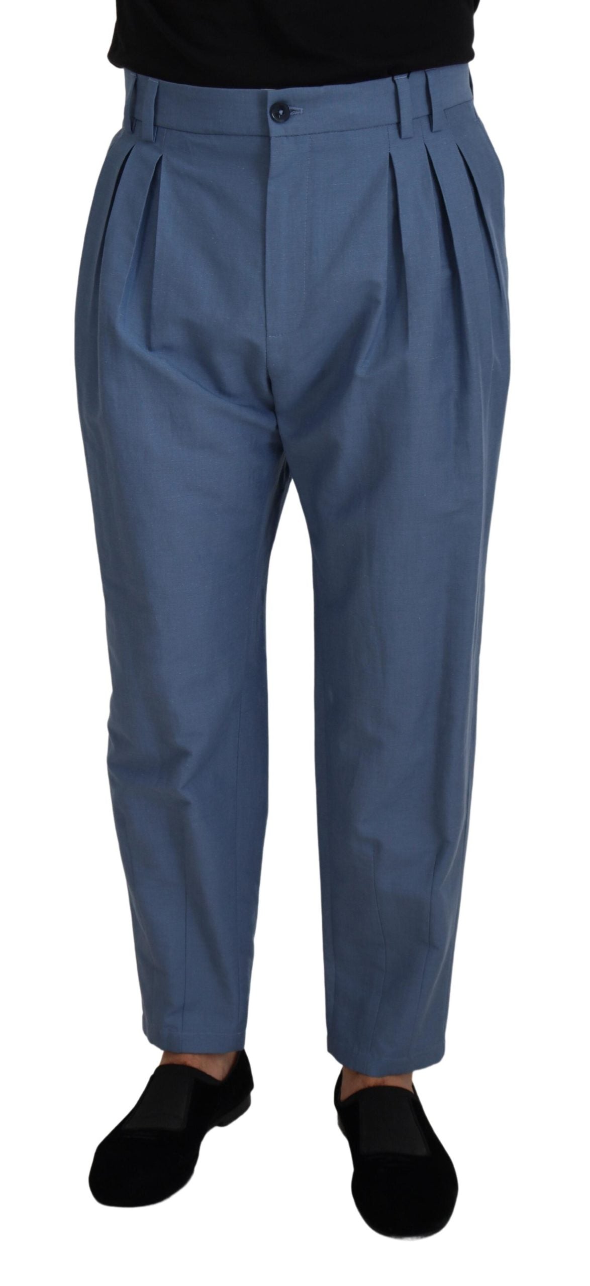 Elegante blaue Hose aus Leinen-Baumwolle