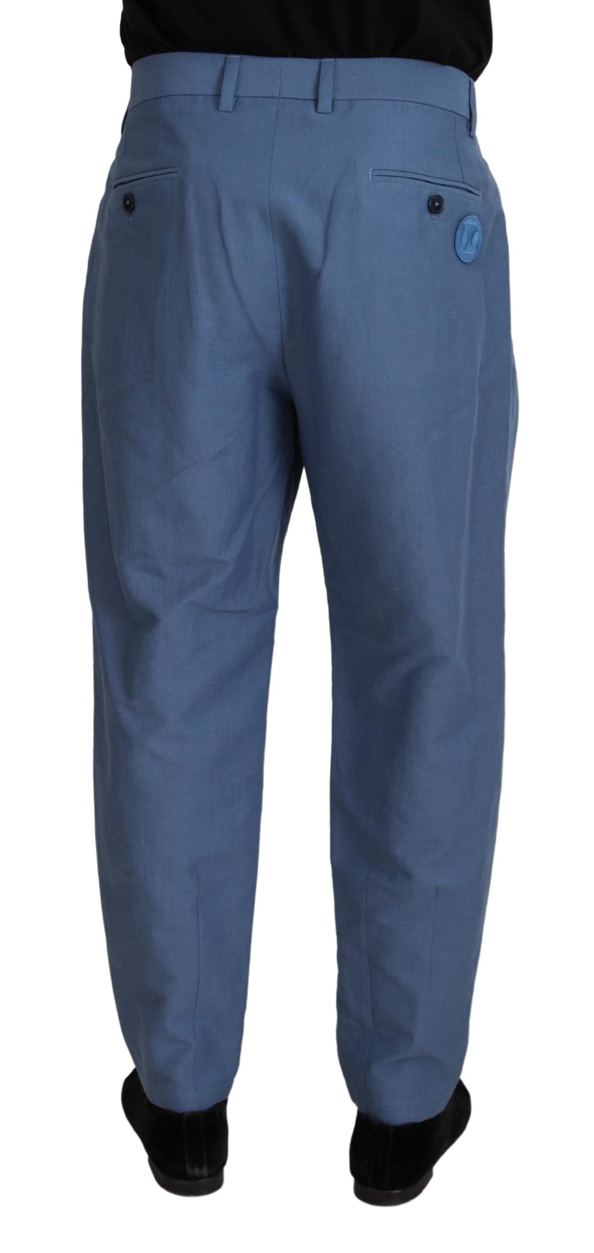 Elegante blaue Hose aus Leinen-Baumwolle