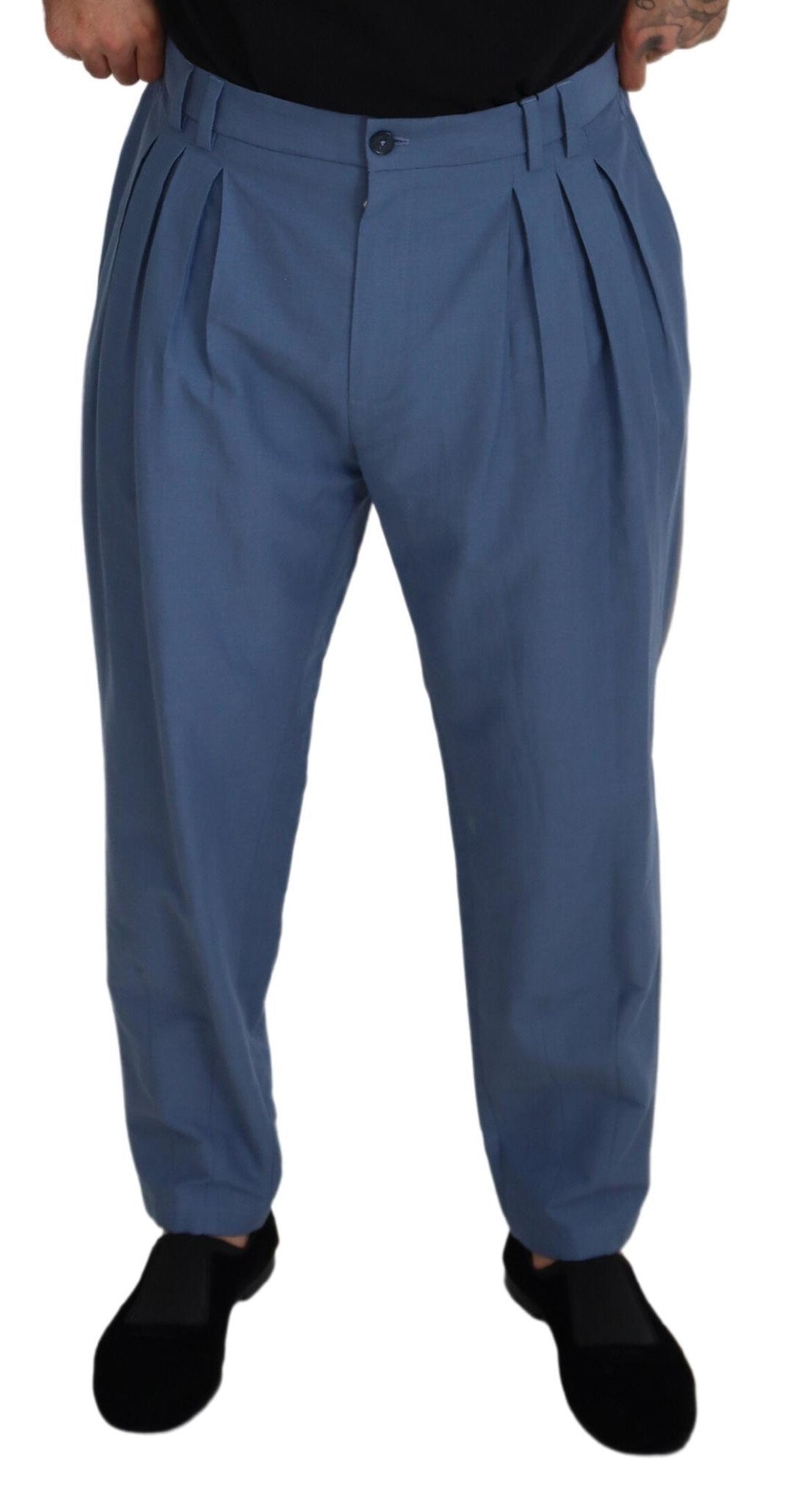 Elegante blaue Hose aus Leinen-Baumwolle