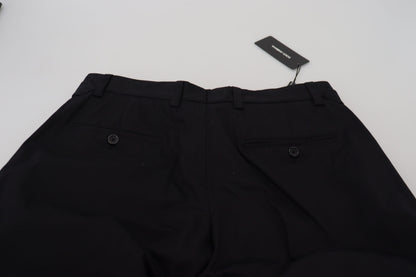 Schicke schwarze italienische Designerhose mit seitlicher Schnalle