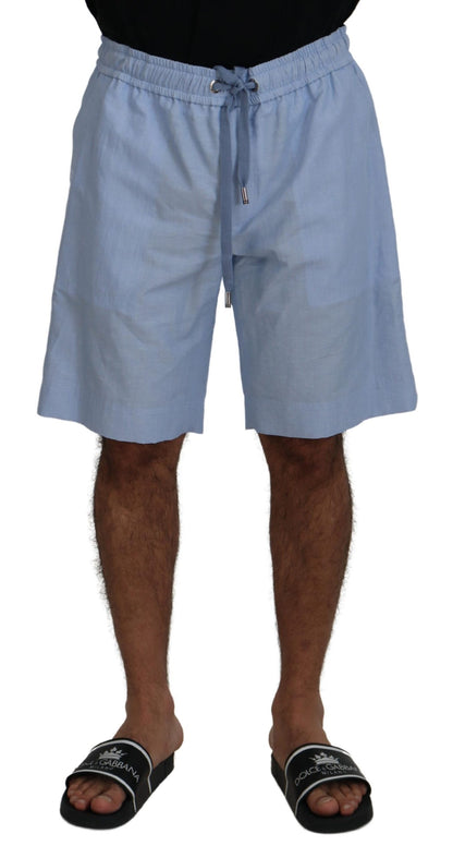 Elegante hellblaue Sommershorts aus Leinen-Baumwolle