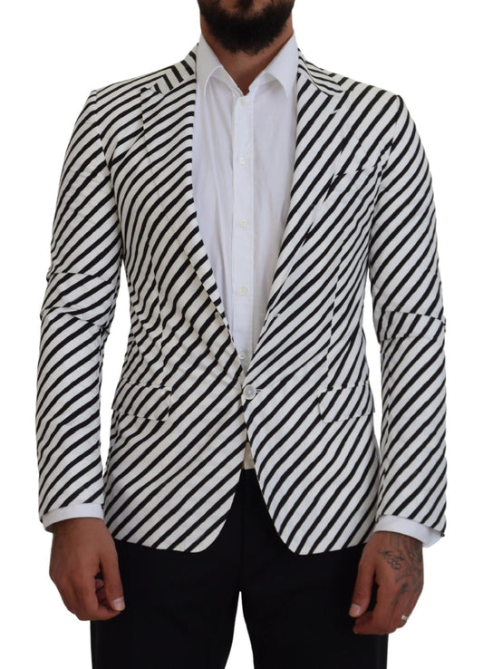 Blazer da giacca slim fit a righe bianche nere