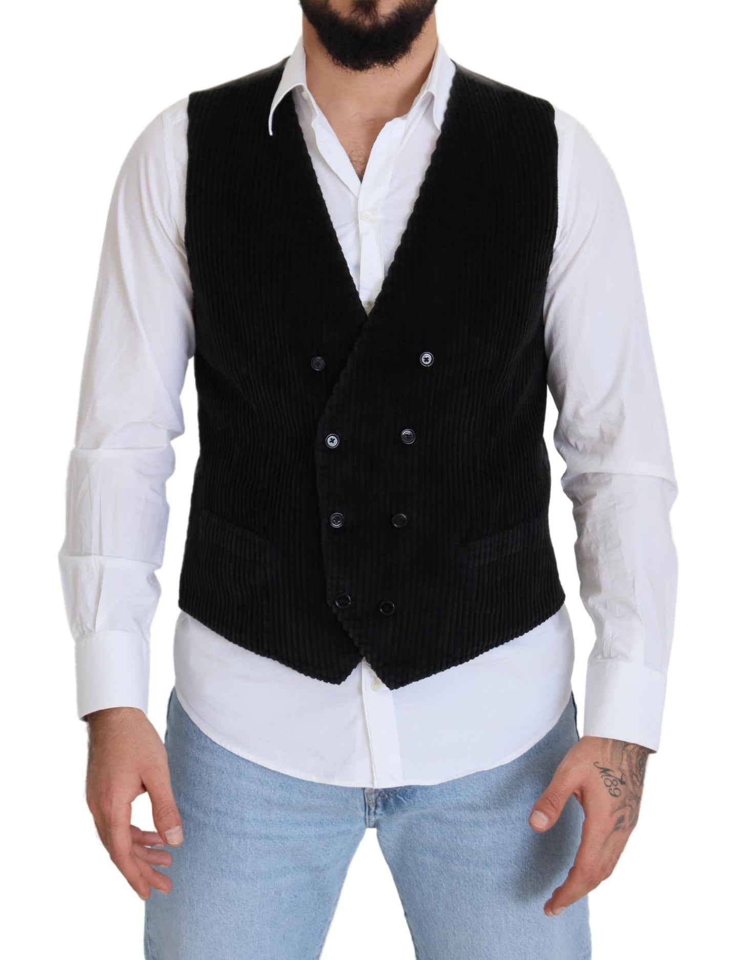 Gilet gilet doppiopetto in cotone nero