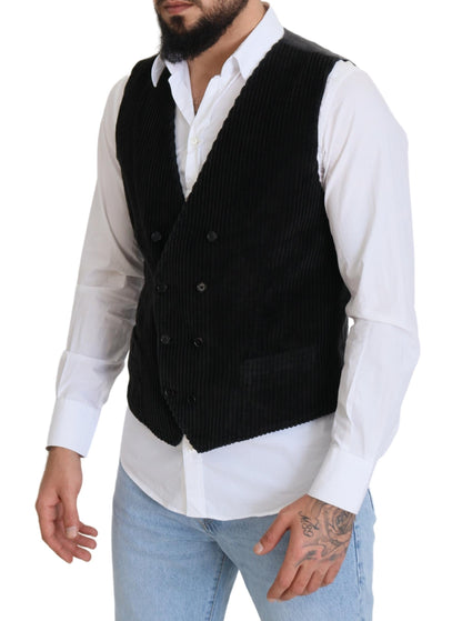 Gilet gilet doppiopetto in cotone nero