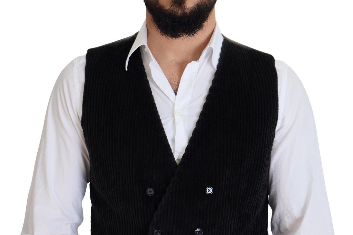 Gilet gilet doppiopetto in cotone nero