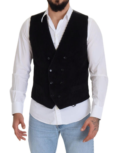 Gilet gilet doppiopetto in cotone nero