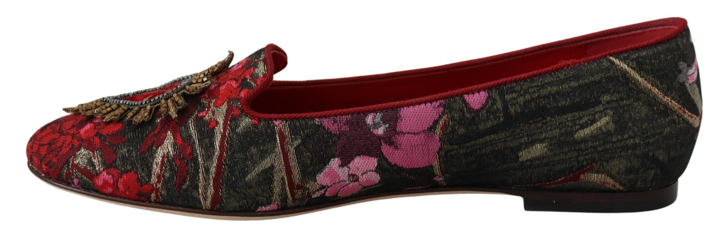 Scarpe slip on con patch cuore sacro jacquard multicolor