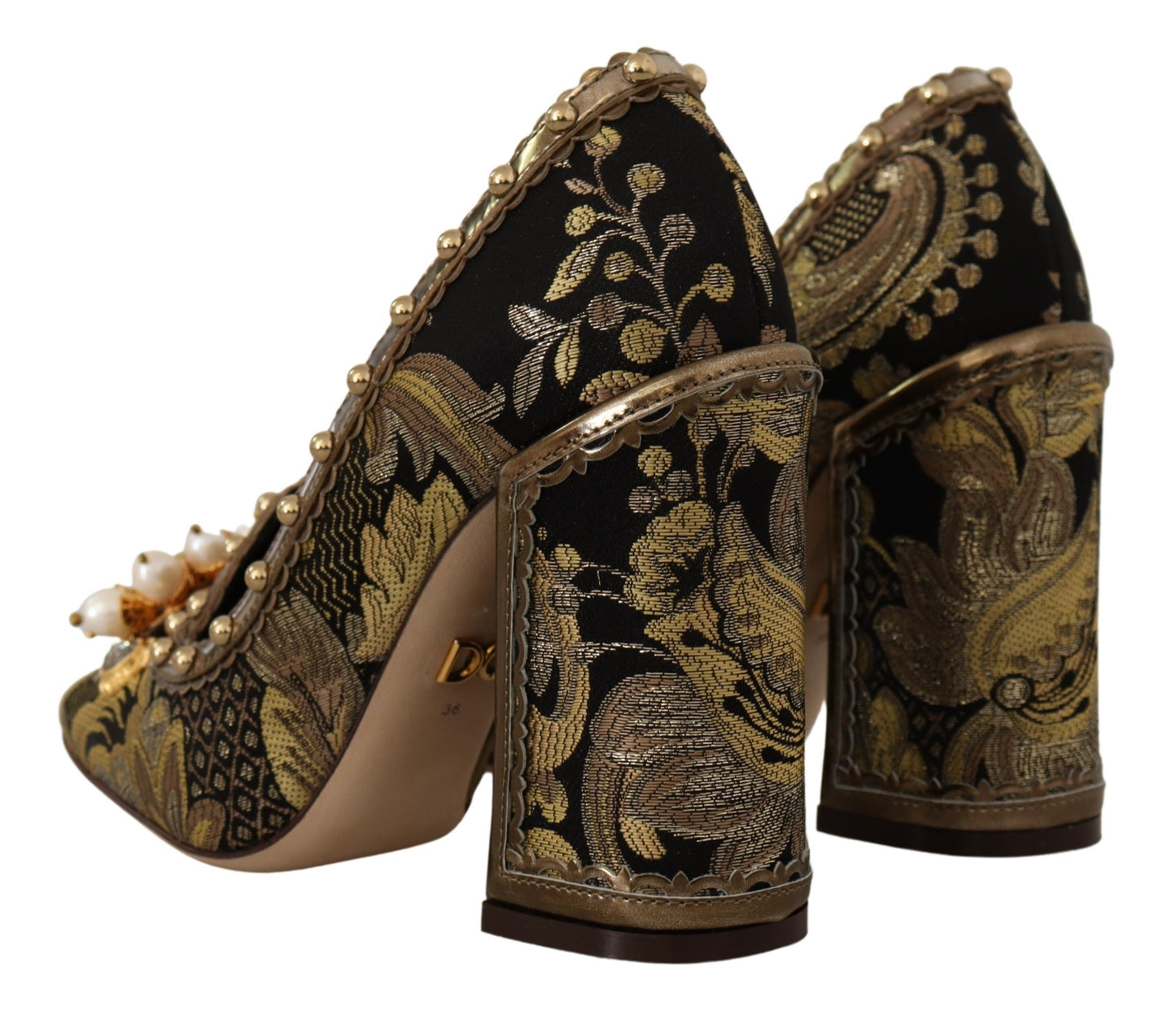 Elegante Pumps aus goldenem Jacquard-Brokat