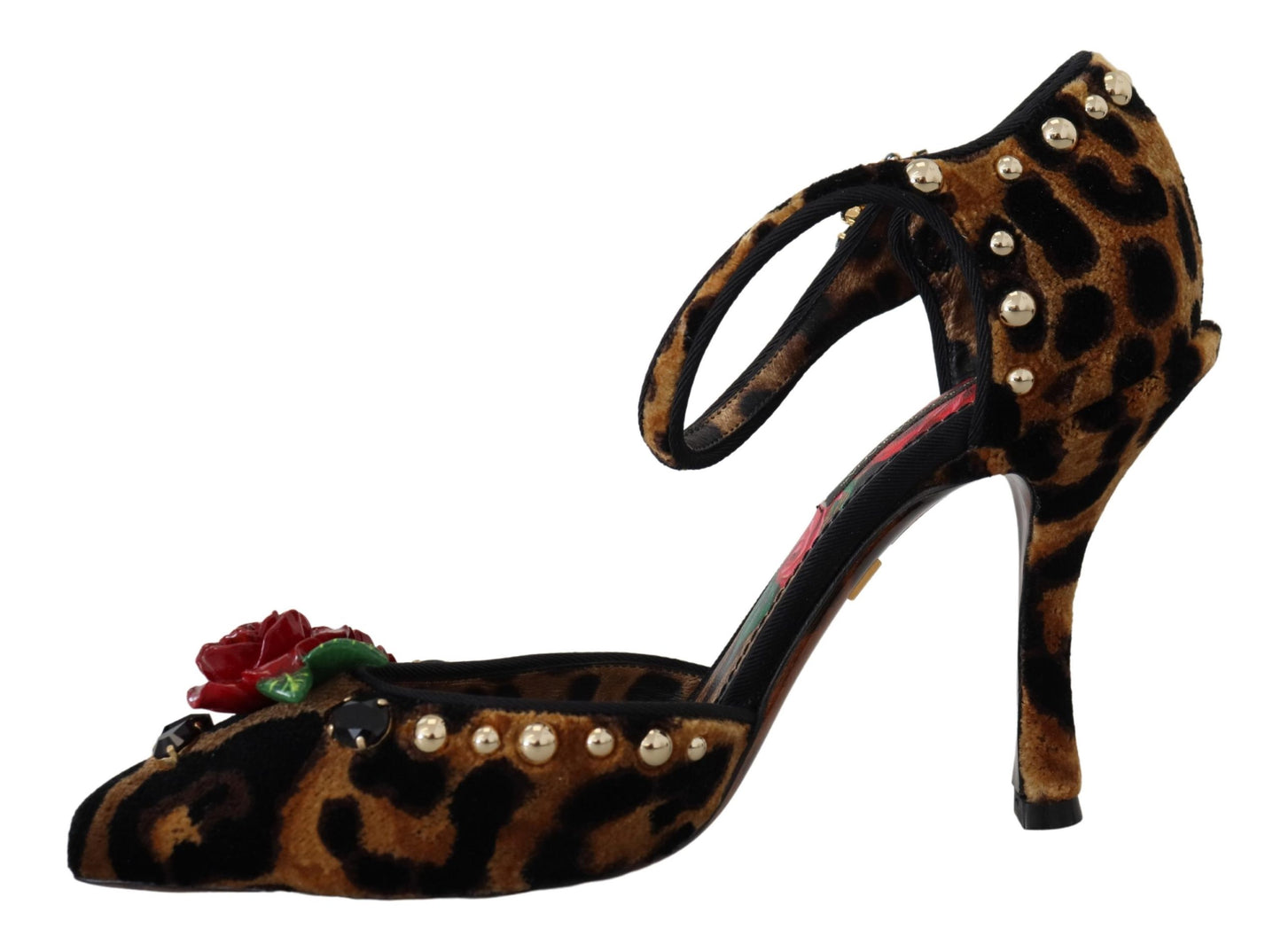 Scarpe con tacco con stampa leopardata impreziosita marrone