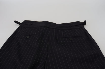 Elegante schwarze Hose aus Wollmischung mit Streifen