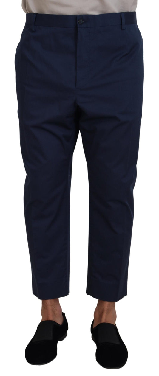 Pantaloni cropped da uomo in cotone blu