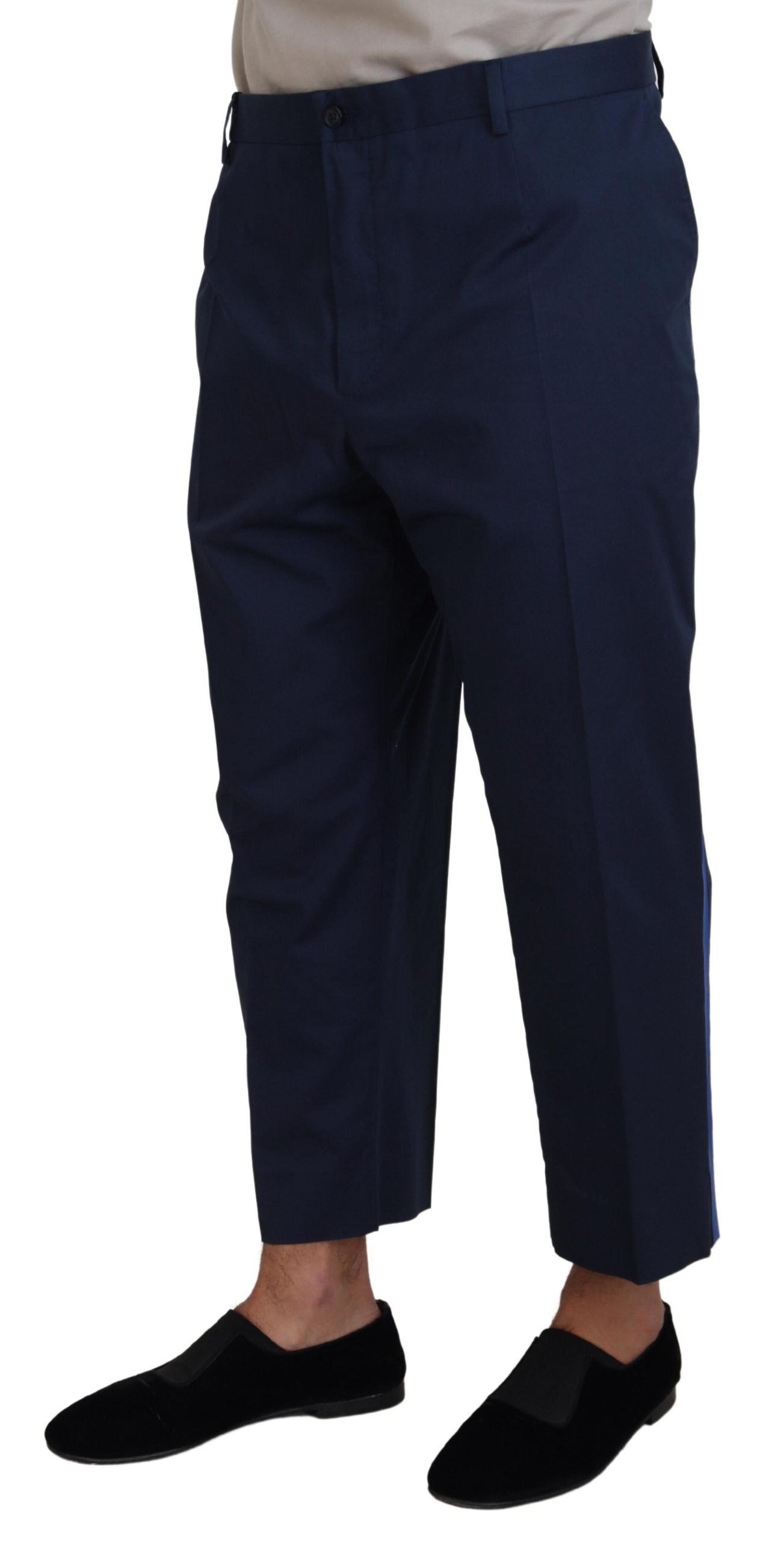 Pantaloni cropped da uomo in cotone blu