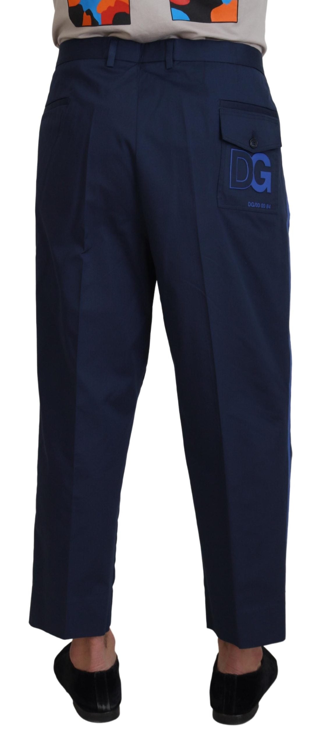 Pantaloni cropped da uomo in cotone blu