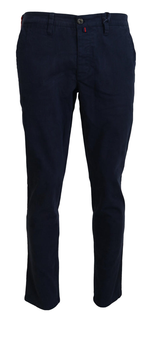 Pantaloni eleganti casual da uomo dal taglio dritto in cotone blu