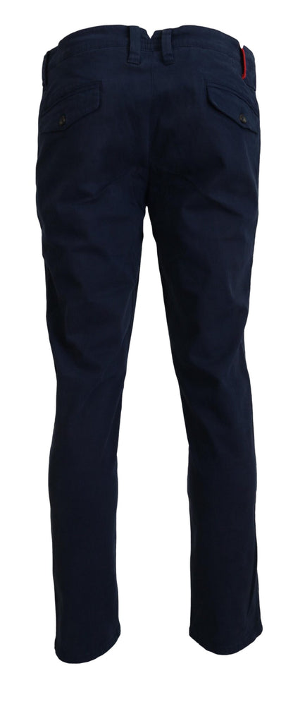 Pantaloni eleganti casual da uomo dal taglio dritto in cotone blu