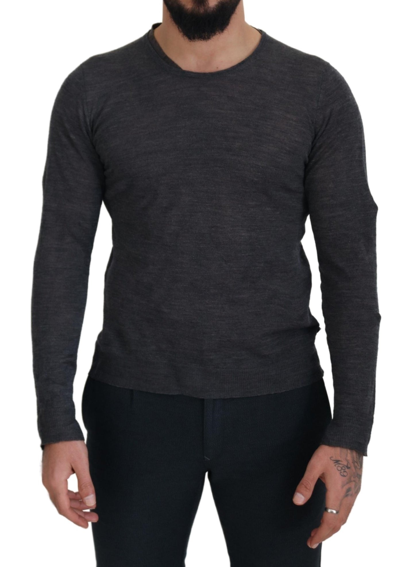 Maglione pullover girocollo grigio