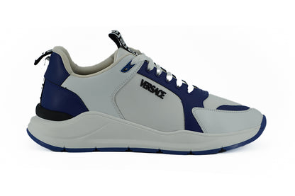 Elegante blau-weiße Leder-Sneaker