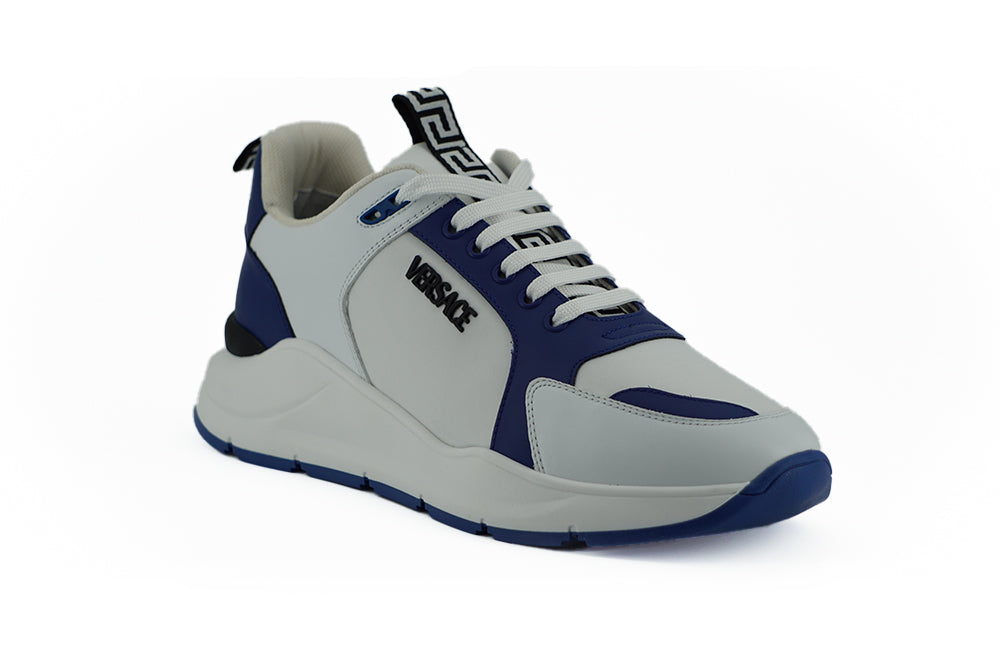 Sneakers in pelle di vitello blu e bianche