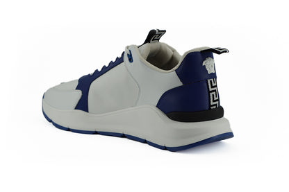 Sneakers in pelle di vitello blu e bianche