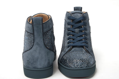 Christian Louboutin Blue Louis Junior Spikes Sneaker Shoes