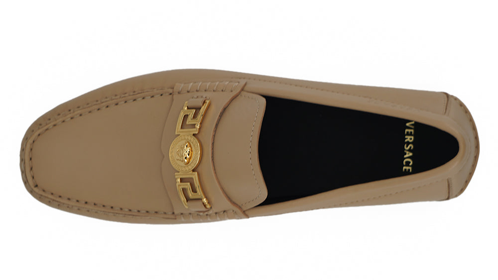 Exquisite Medusa Goldfarbene Leder-Loafer